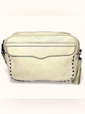Rebecca Minkoff Cream Leather Crossbody Studded Tassel Bag